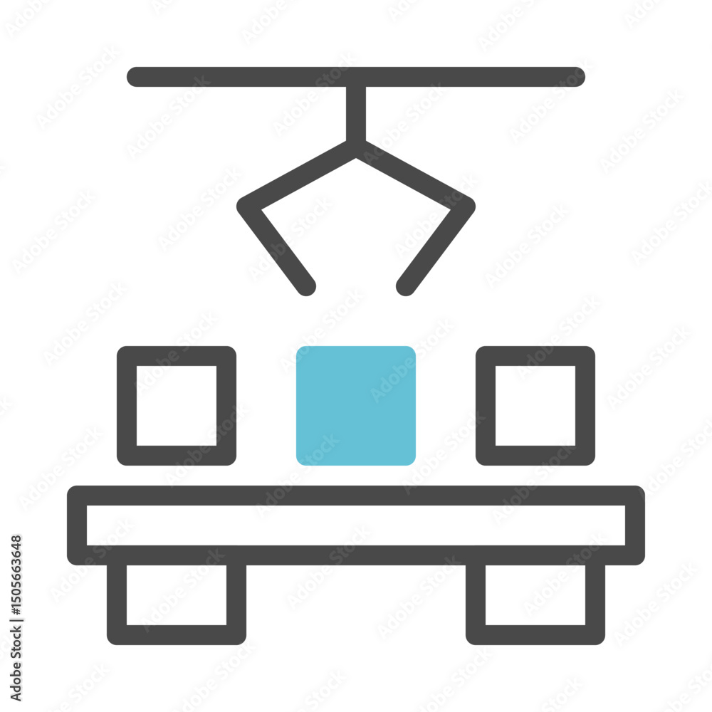Aufkleber Automated production line icon depicting robotic arm and square item processing