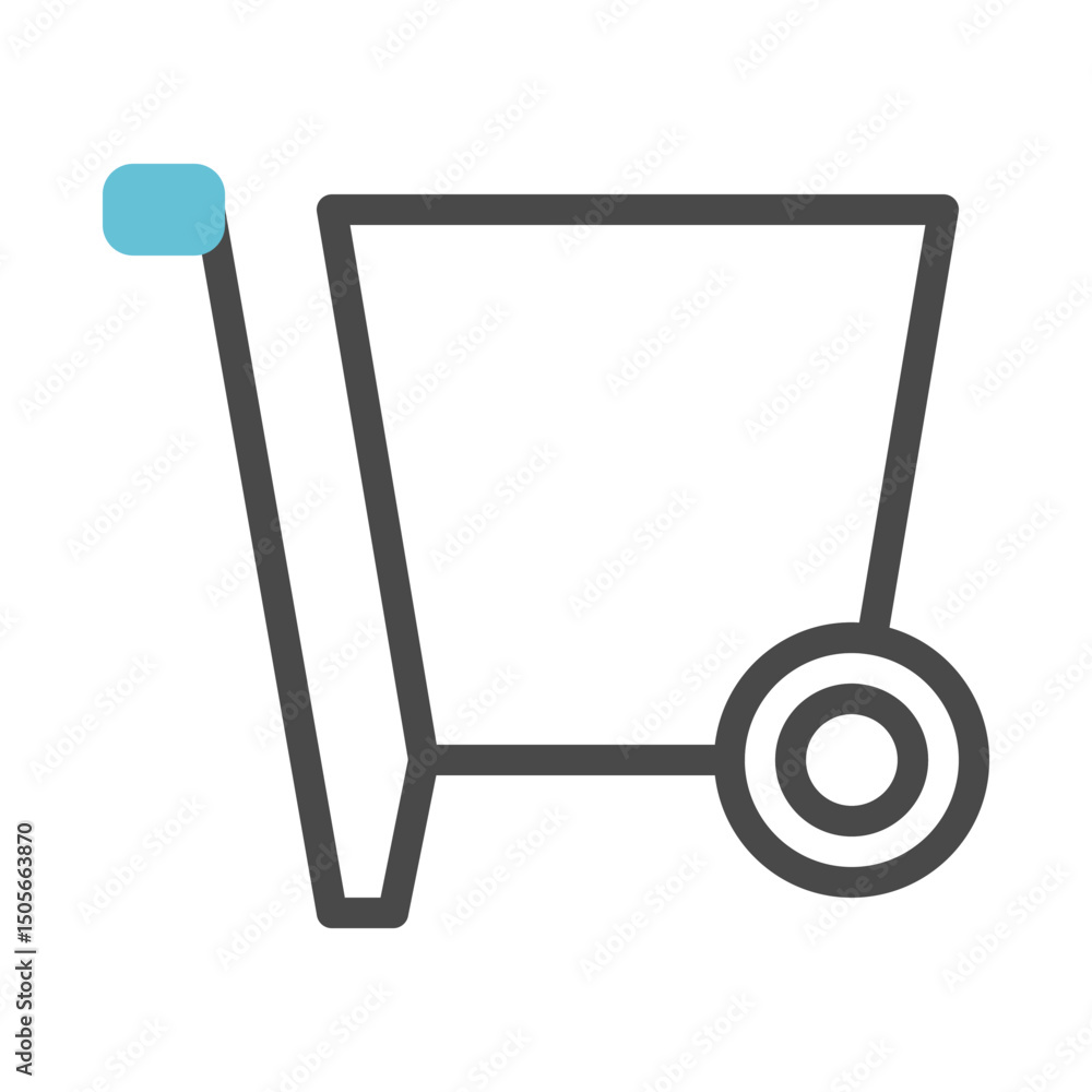 Poster minimalist icon representing a shopping cart with muted gray lines design