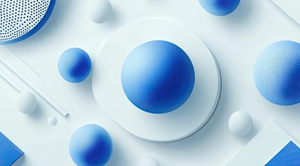 Abstract, geometric shapes in pale blue and white