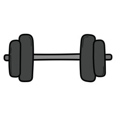 Hand drawn cartoon barbell on white background.