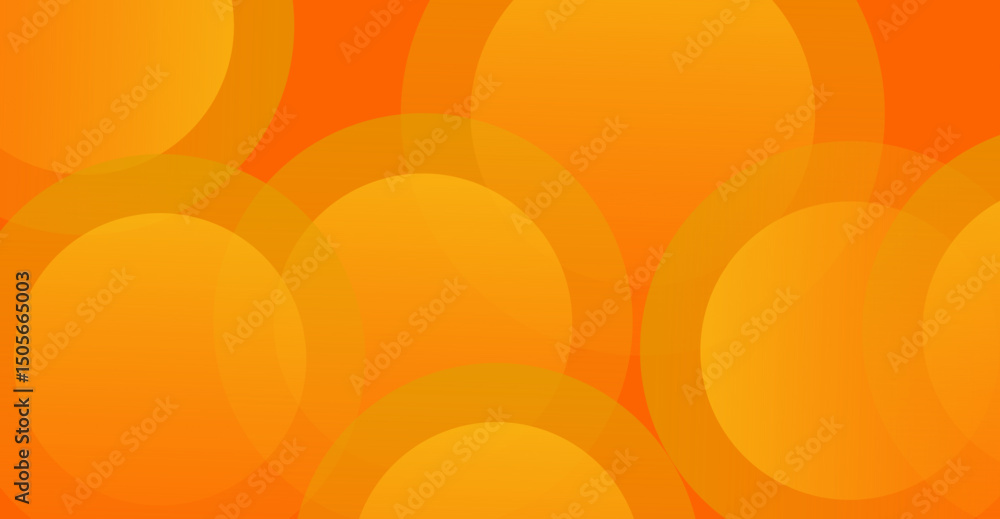 Poster abstract orange background with bright circular patterns and a sun-like swirl of colorful energy