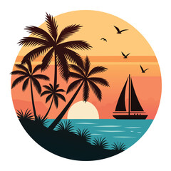 tropical island with palm trees