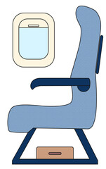 Chair in the Cabin of the Plane and a Window beside. Vector Illustration - Interior of the Plane