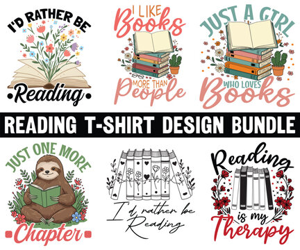 Reading graphic design for Reading lover. Reading t-shirt design Bundle. vintage t-shirt design. Reading graphic design. Book t-shirt design. Book graphic design