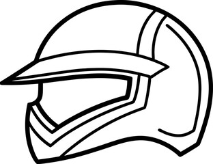 Helmet With Visor Line Art Vector Illustration 