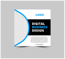 Social Media Post Template Design Black And Blue Digital Marketing Banner For Business Corporate Modern Vector Illustration