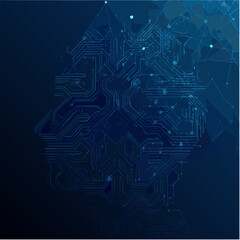 Cybernetic Head with Circuit Board &ndash; Abstract Tech EPS Vector

