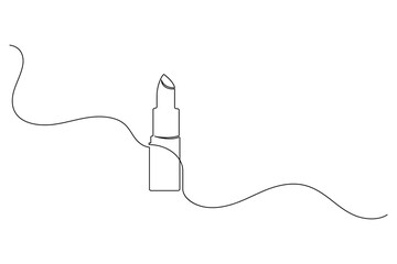 Obraz premium Lipstick continuous one line drawing and minimalist style isolate outline vector icon