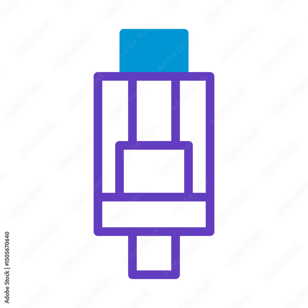 Aufkleber abstract representation of connector port with geometric shapes and bold outlines