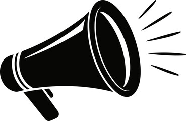 Megaphone With Sound Lines Silhouette Vector Illustration