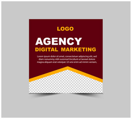 Social Media Post Design Template Maroon And Yellow Digital Marketing Banner For Business Corporate Modern Vector Illustration