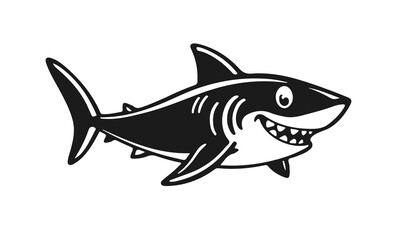 Aggressive shark illustration, cartoon predator, ocean animal design, dangerous sea creature	