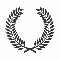 Classic Award Laurel Wreath Silhouette Vector.