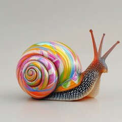 Colorful Spiral Snail Shell with Vibrant Swirls and Patterns