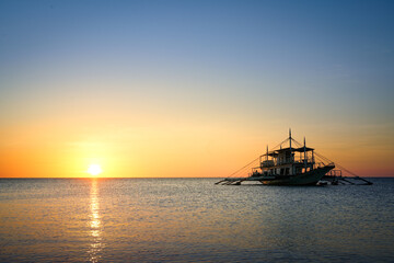 Sunset on the cruise to Balabac island in Philippines