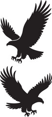 Obraz premium Dynamic Eagle Silhouette Vector Set - Black