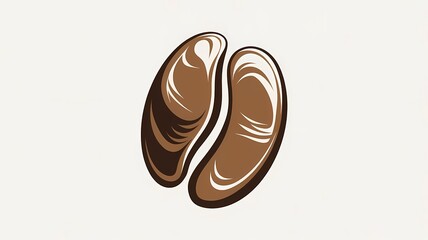 A sleek and simple vector illustration of a single coffee bean.