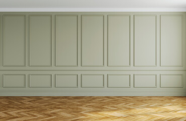 Contemporary classic interior with wall panels, moldings - 3d rendering