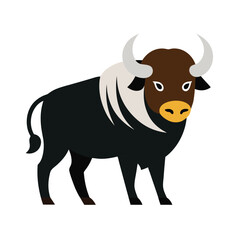 Simple illustration of a strong bull in a flat design style perfect for different design projects