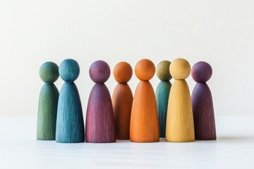 Diversity concept with colorful wooden figures