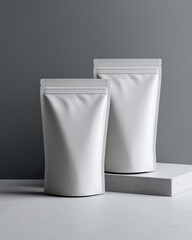 Snack bar wrapper mockup with metallic texture, front and back view, isolated on soft gradient background