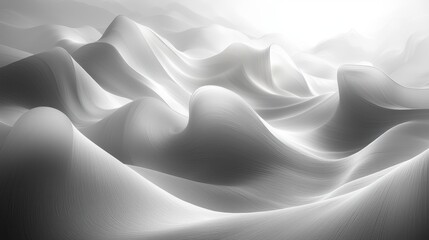 Abstract Textured Waves in Soft Shades of Gray and White Tones