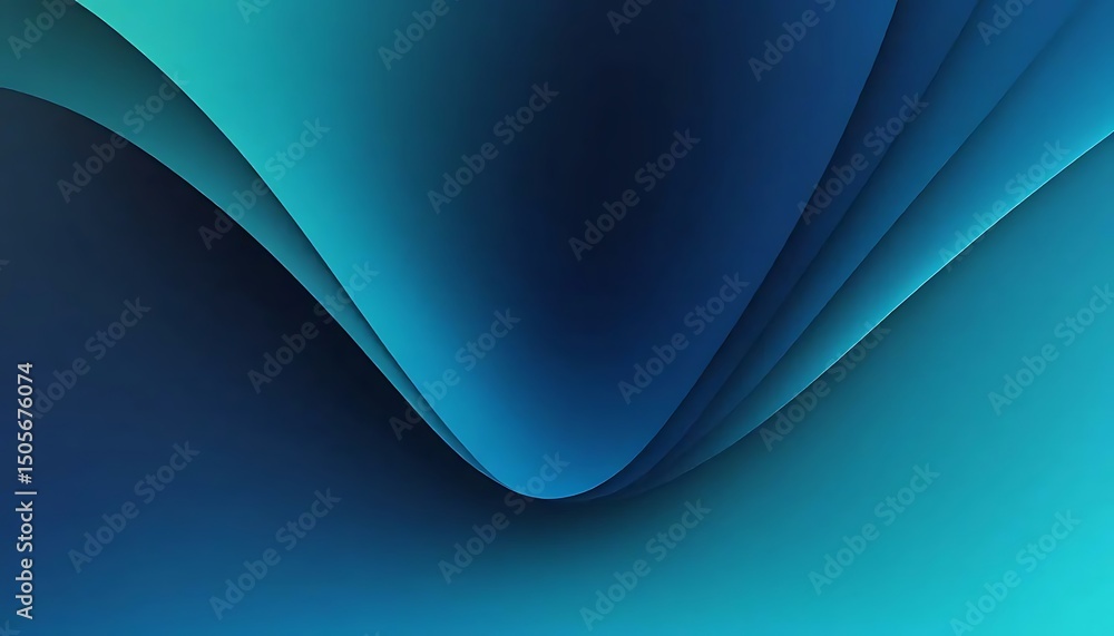 Poster abstract curves create a calming and elegant composition using teal and navy gradations beautifully.