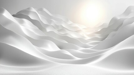 Serene Abstract Landscape with Soft White Waves and Gentle Light