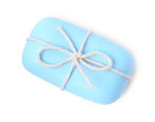 One soap bar isolated on white, top view. Personal hygiene product