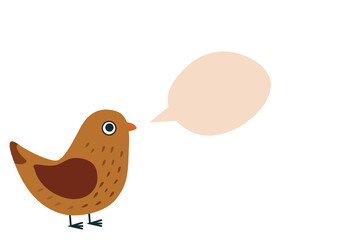 This adorable cartoon bird illustration showcases a speech bubble designed for enhancing creativity and imagination