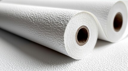 Close-up of Textured White Paper Rolls for Art and Design Projects