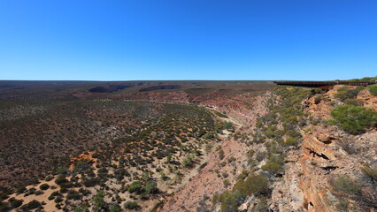 Skywalk, overlooking the Murchison River Gorge, Kalbarri National Park, Western Australia. Travel and tourism Mid West region