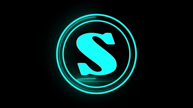 letter S .3D Rendering. Glow Alphabet Number in sphere .Animation Video Template For Your Business letter S from metallic cubes, 3D letter animation chroma key black screen background. 4k