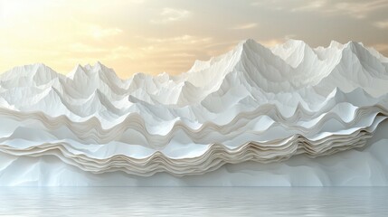 Serene White Mountains with Layered Texture and Soft Sunrise Glow
