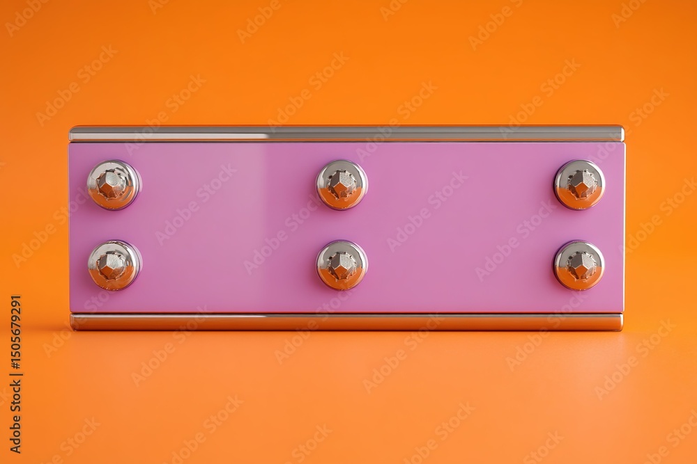 Poster Colorful block with shiny balls resting on vibrant orange background in a minimalistic setup ideal for modern design concepts