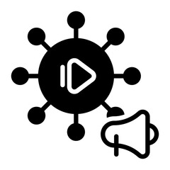 video marketing icon, glyph icon style