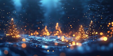 Obraz premium Winter wonderland scene with glowing trees