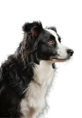 Fototapeta premium Isolated Portrait of a Black and White Border Collie Dog on Transparent