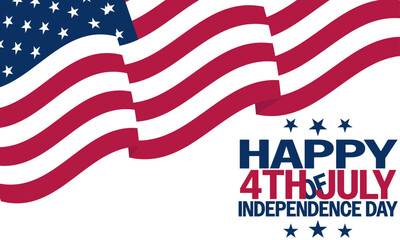 Happy 4th of July Banner for American Independence Day, Red, white and blue flag patriot graphic