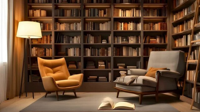 Virtual Library Zoom Background Immersive Book-Filled Study for Video Calls