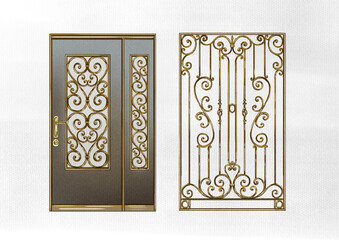 forged products, gates, wicket, door, window bars, lattice door, forged elements, lanterns, pillars