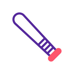 Stylized icon featuring a purple baseball bat with a red handle for sport