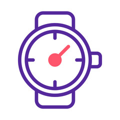 Minimalist line art illustration of a wristwatch displaying a simple clock face
