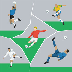 Flat Design Icons of Football Legends and Their Unforgettable Moments