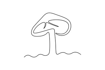 Continuous one line art of mushroom Vector illustration design
