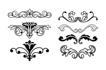 Baroque Calligraphy Ornament Vector Set – Elegant White Background Design.


