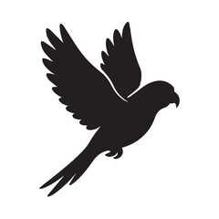 Flying Parrot Silhouette with Wings Up and Curved Beak – Minimalist Stylized Vector

