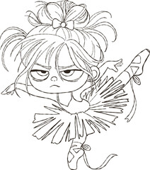 Ballerina dancing clipart, Cute doodle Sleepy ballerina Vector illustration