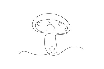 Continuous one line art of mushroom Vector illustration design

