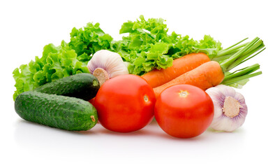 Fresh organic vegetables isolated on white background